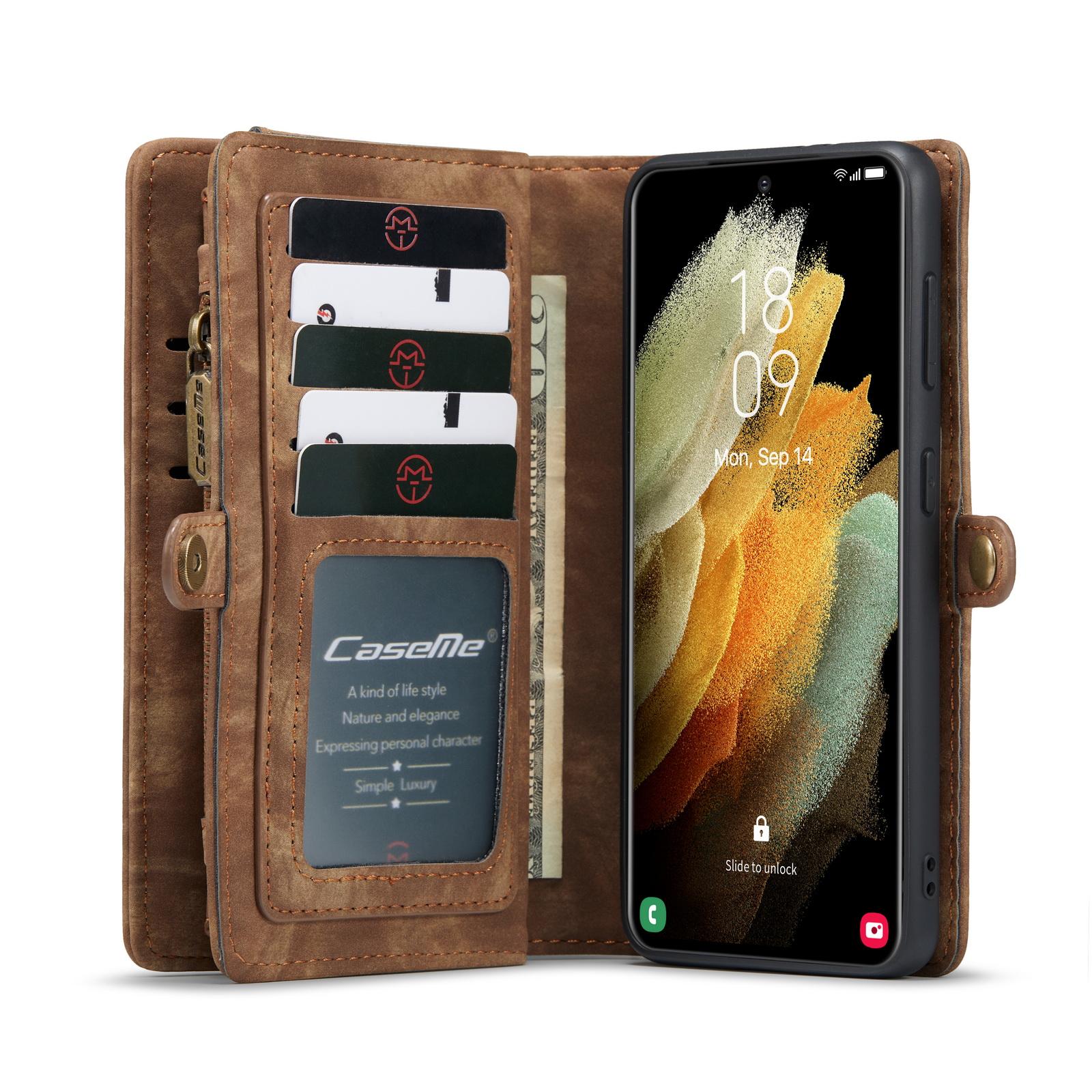 Multi-slot Portemonnaie-Hülle Samsung Galaxy S21 Braun