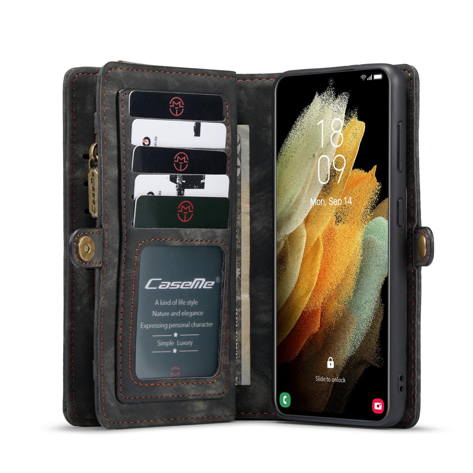 Multi-slot Portemonnaie-Hülle Samsung Galaxy S21 Grau