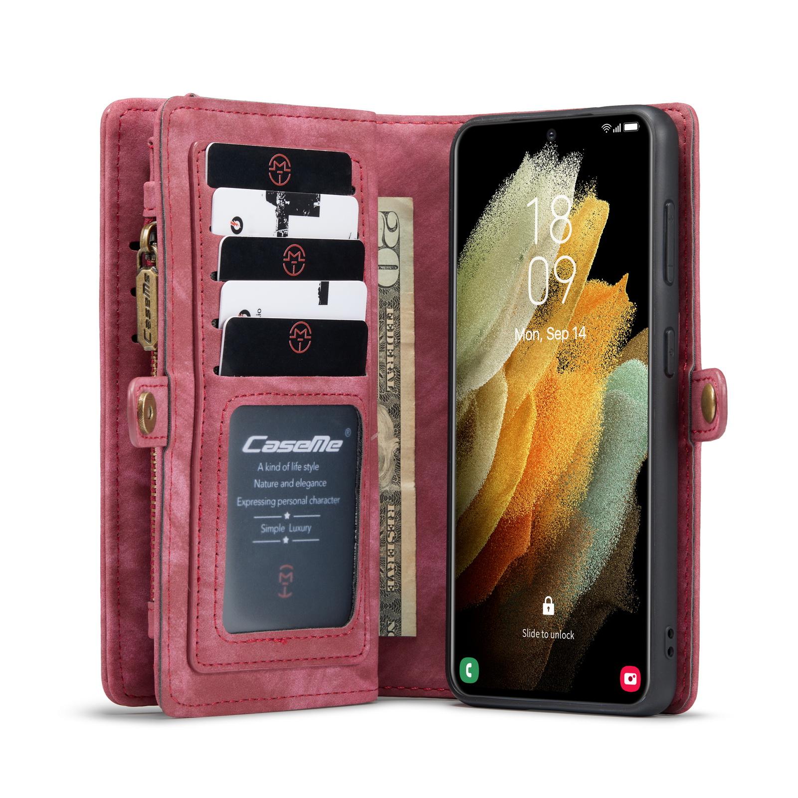 Multi-slot Portemonnaie-Hülle Samsung Galaxy S21 Plus Rot