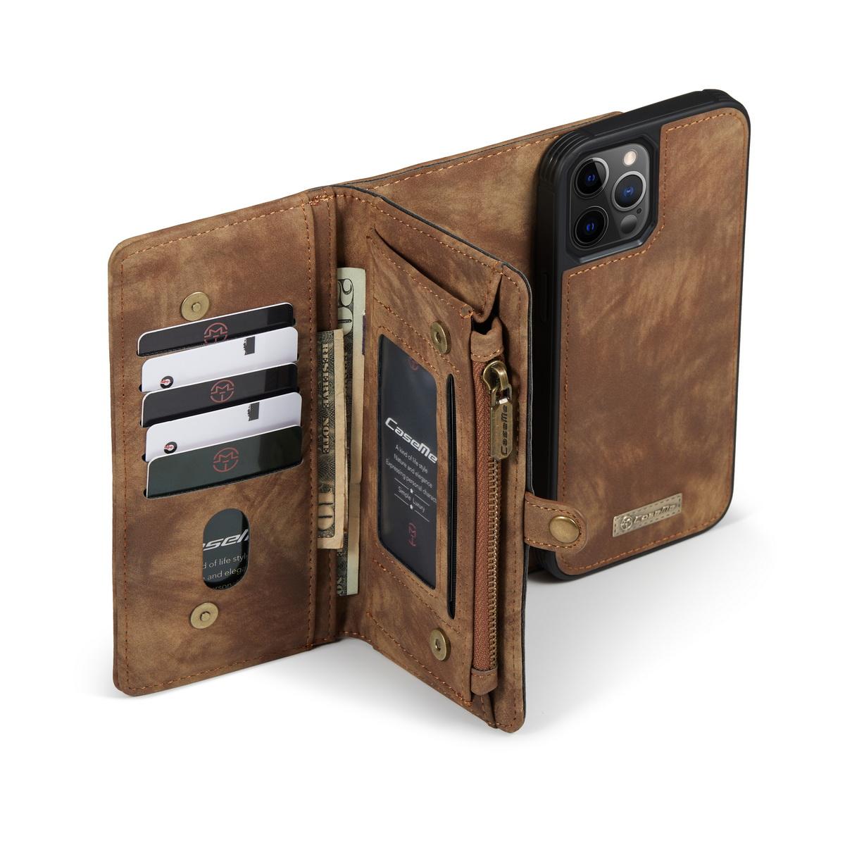 Multi-slot Portemonnaie-Hülle iPhone 12 Pro Max Braun