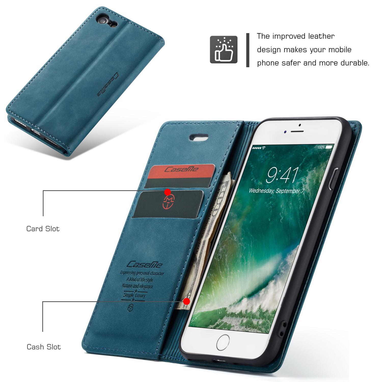 Slim Portemonnaie-Hülle iPhone 8 blau