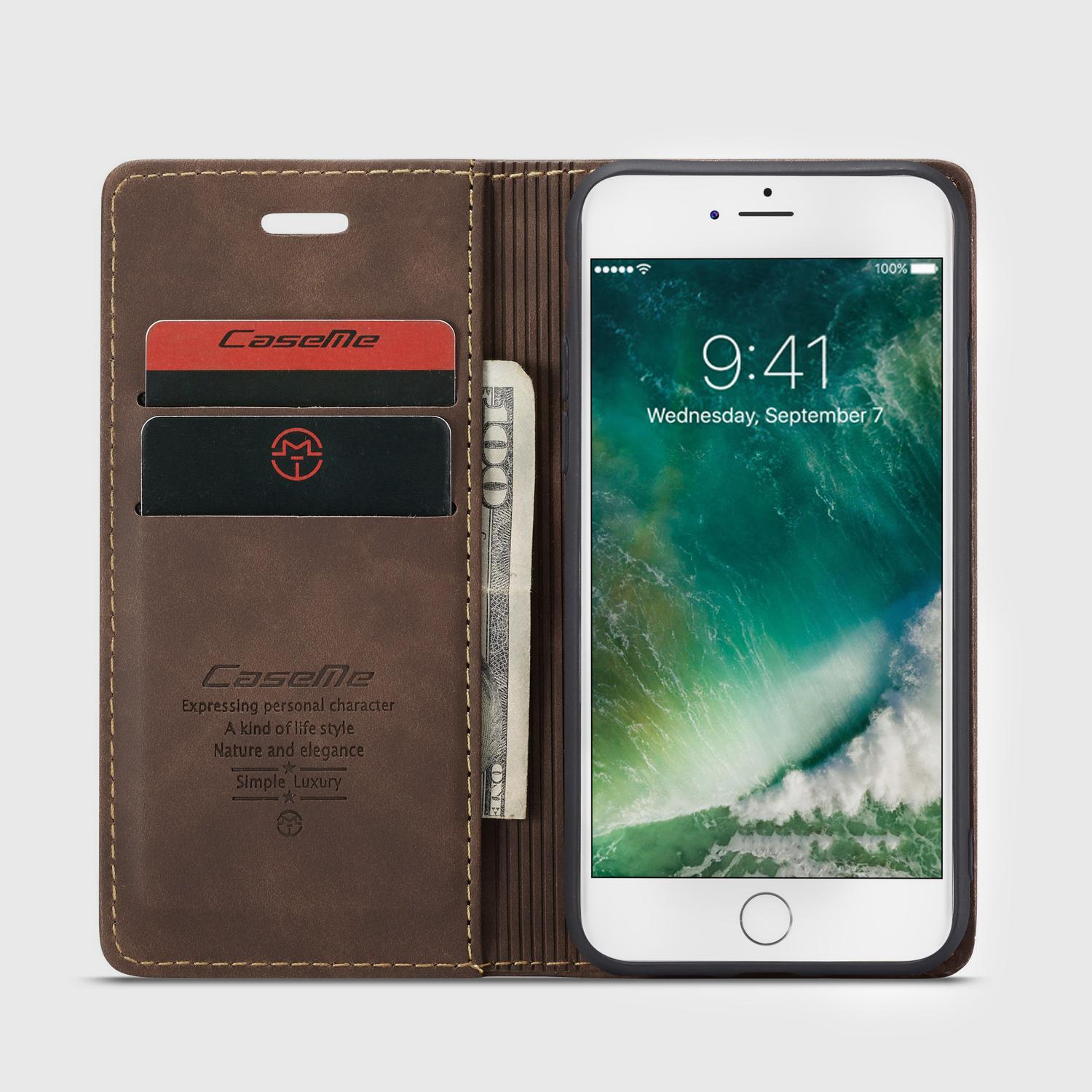 Slim Portemonnaie-Hülle iPhone 7 braun