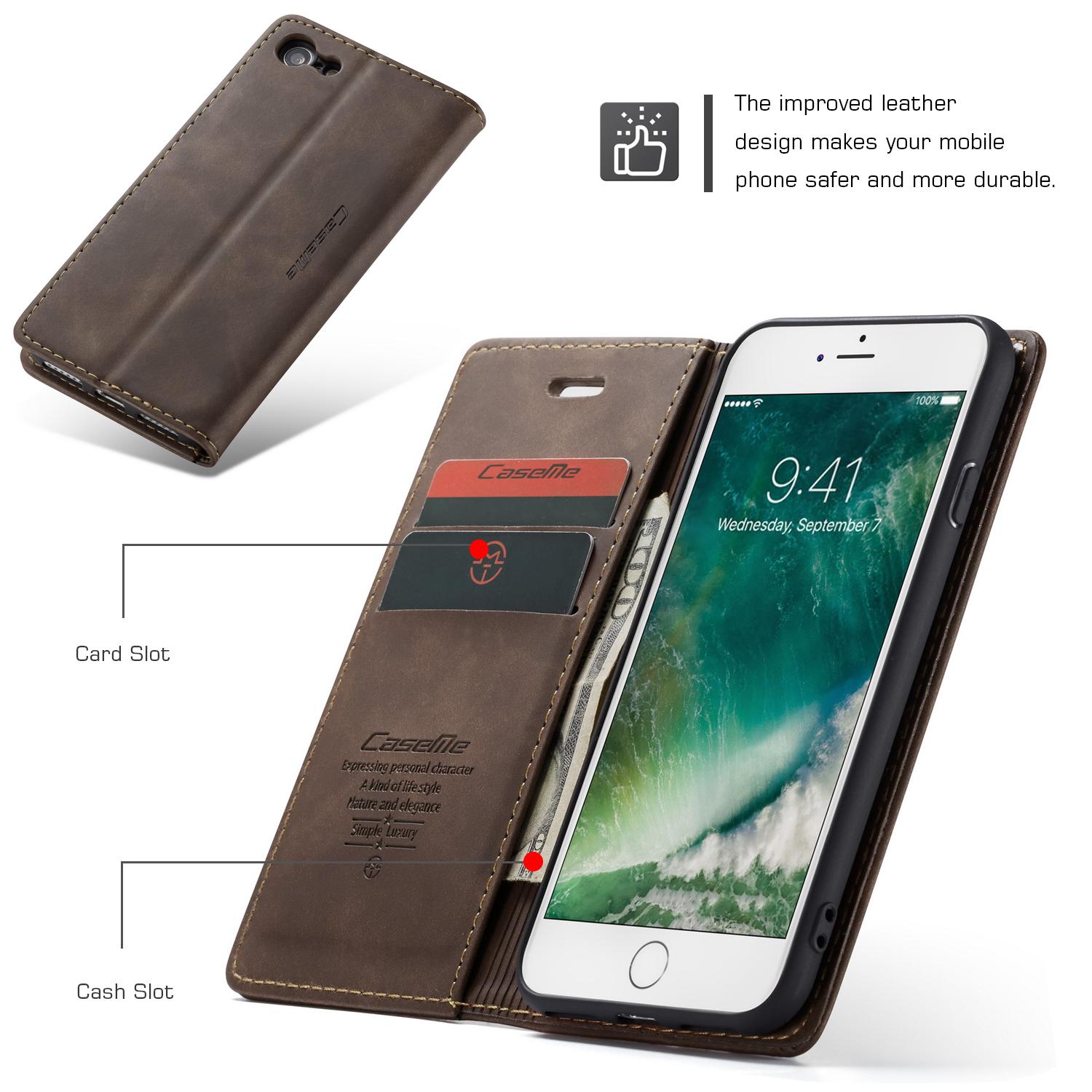Slim Portemonnaie-Hülle iPhone SE (2020) braun