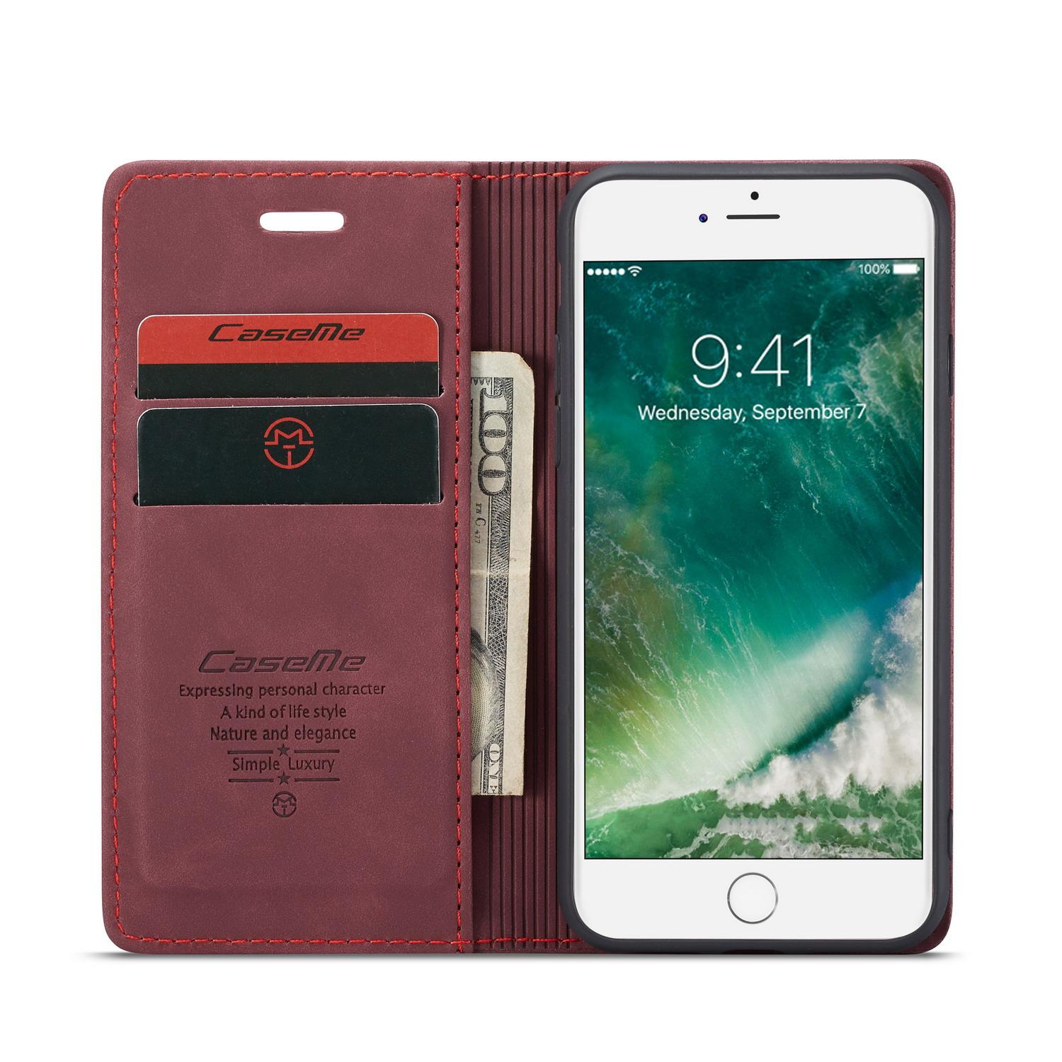 Slim Portemonnaie-Hülle iPhone 8 rot