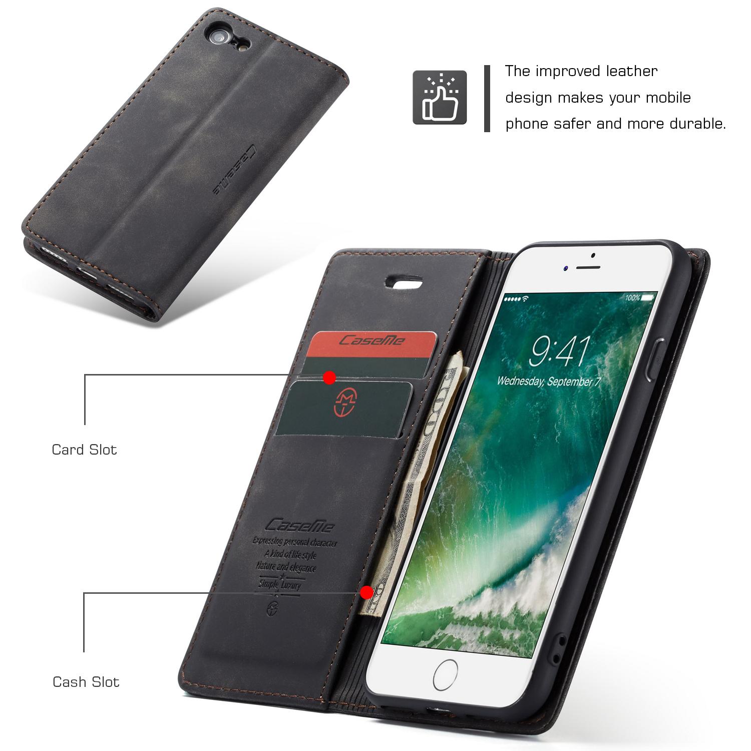 Slim Portemonnaie-Hülle iPhone SE (2020) schwarz