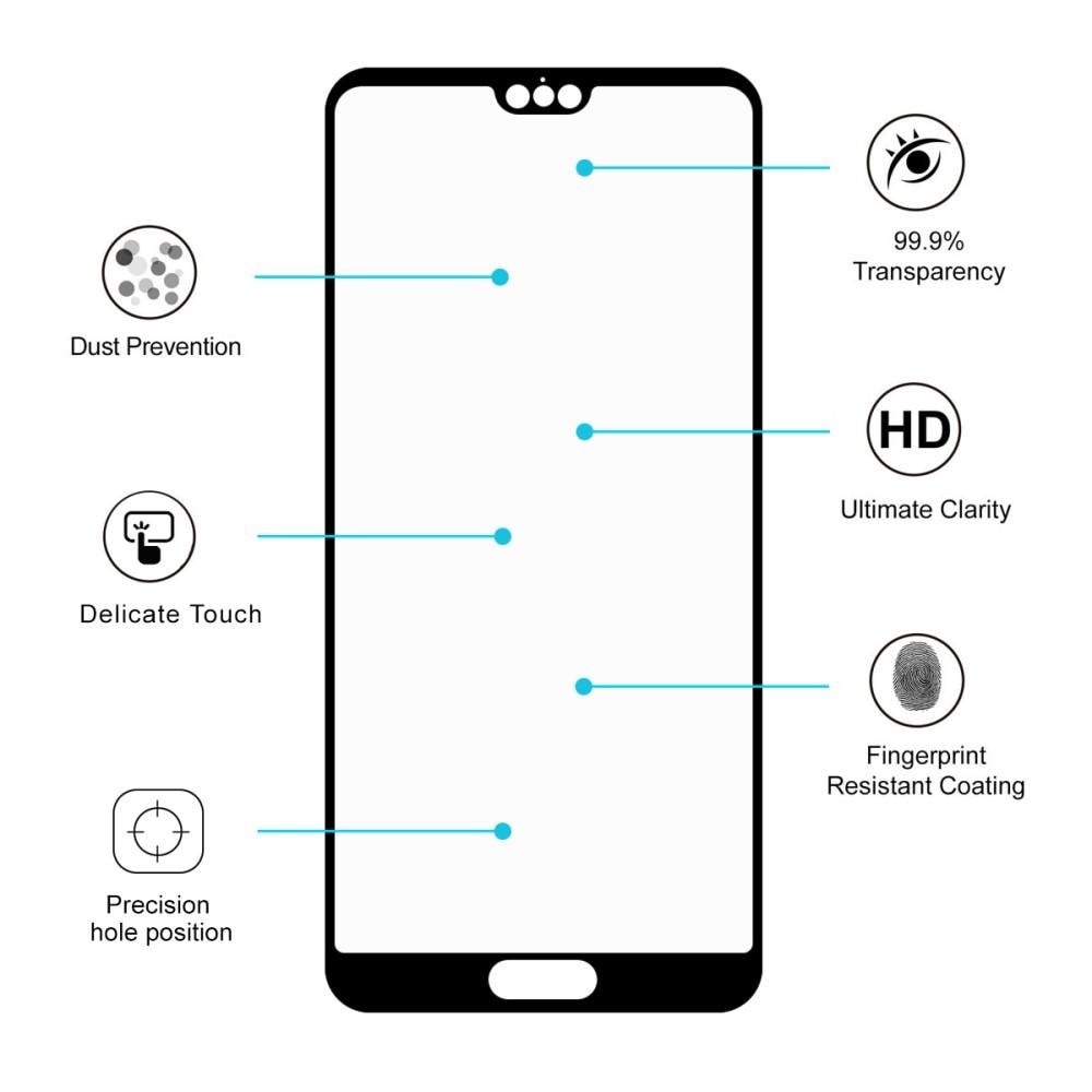 Full Glue Tempered Glass Huawei P20 Pro Schwarz