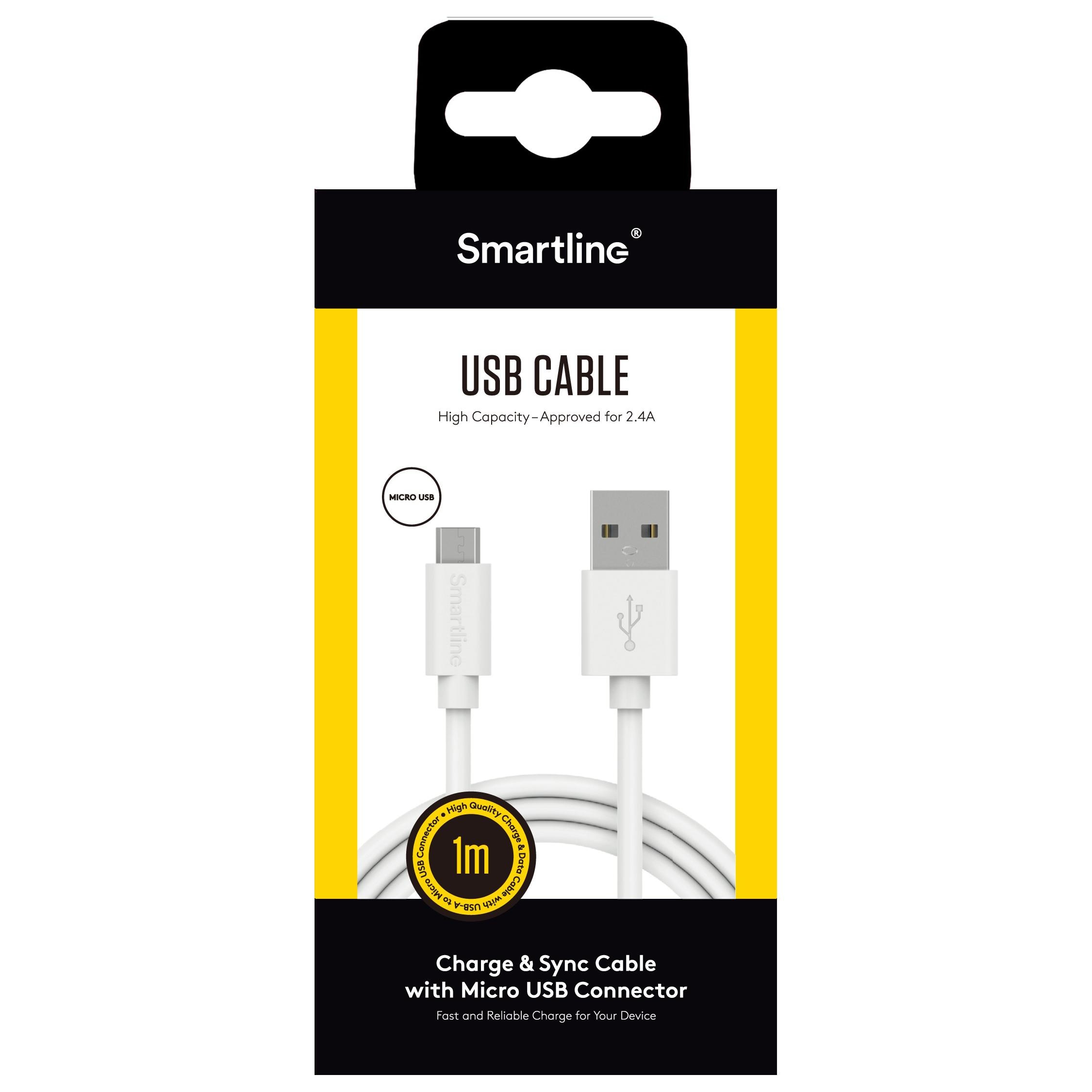 USB-kabel MicroUSB 1m Weiß