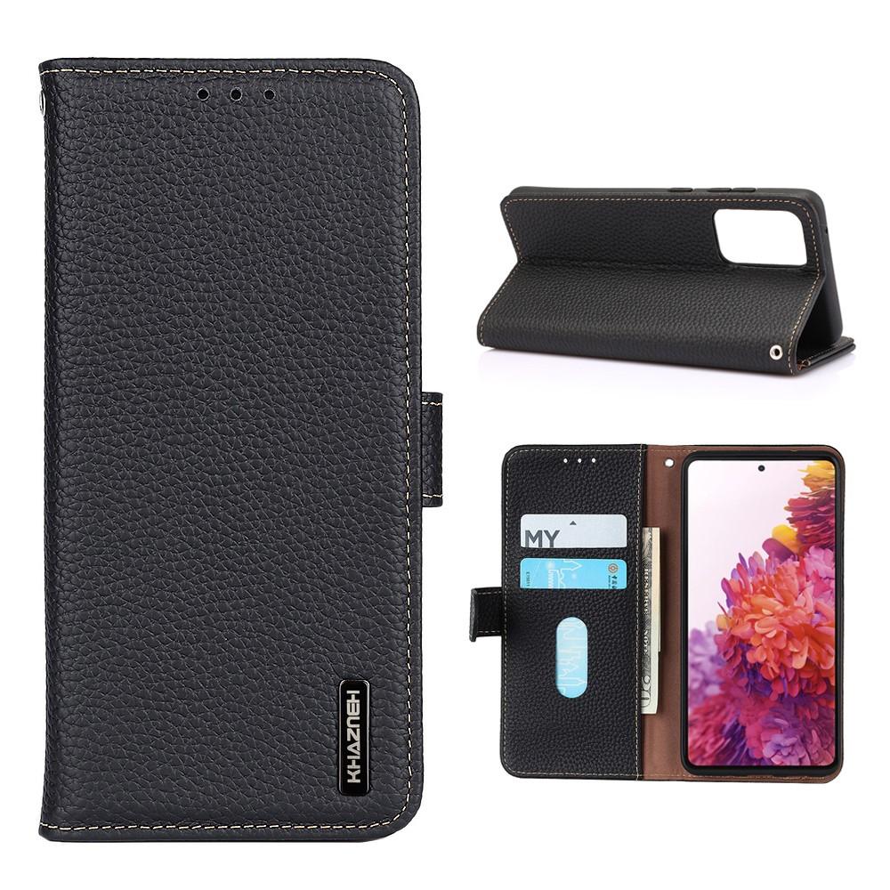 Real Leather Wallet Samsung Galaxy A52 5G Black