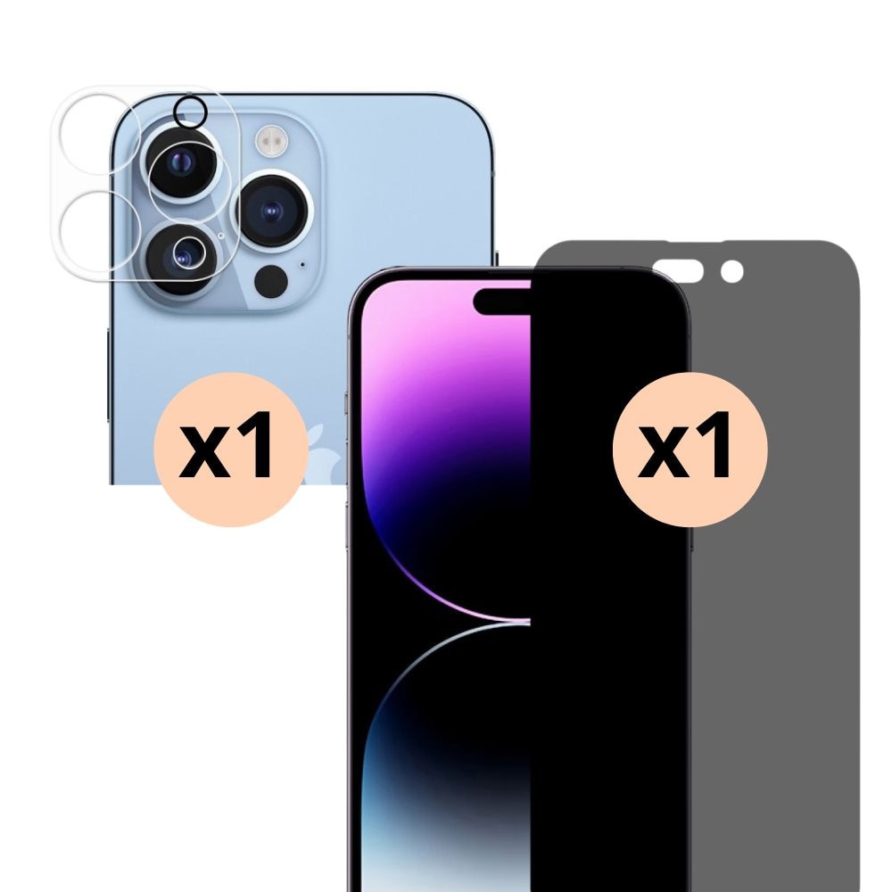 iPhone 14 Pro Kameraschutz und Blickschutz-Panzerglas