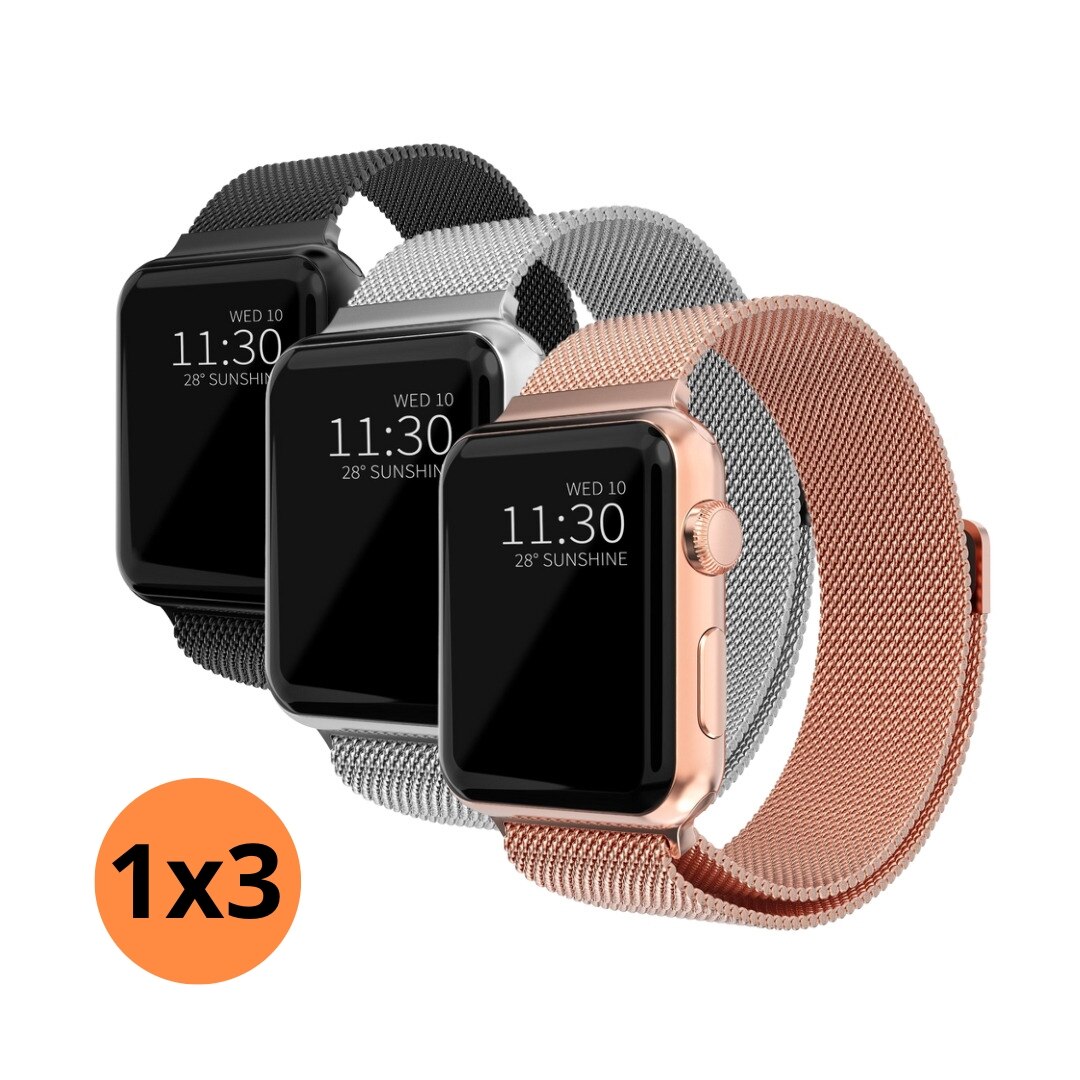 Apple Watch 38/40/41-mm-Milanaise-Armband Kit, schwarz, silber, roségold