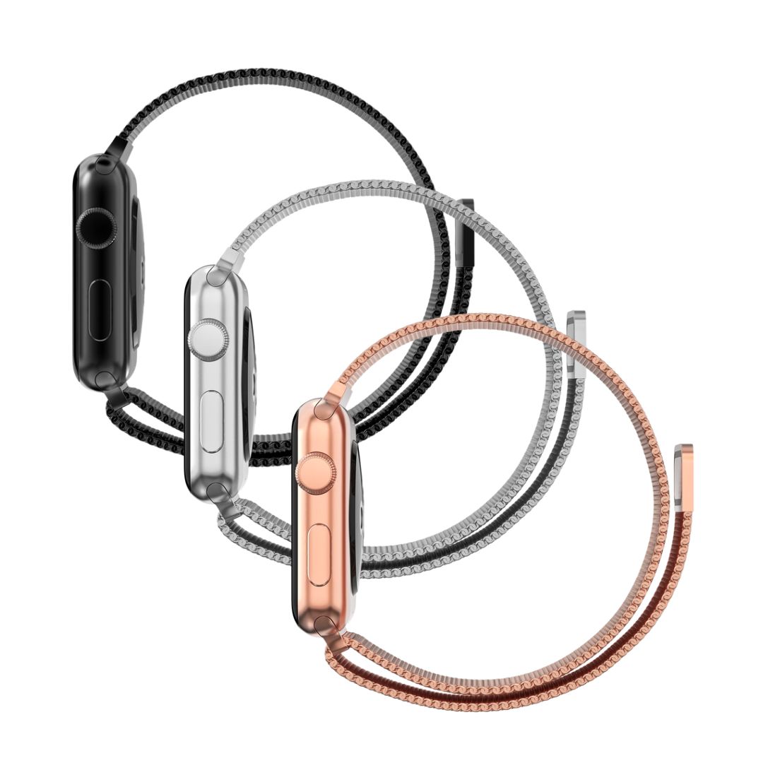 Apple Watch 41mm Series 9-Milanaise-Armband Kit, schwarz, silber, roségold