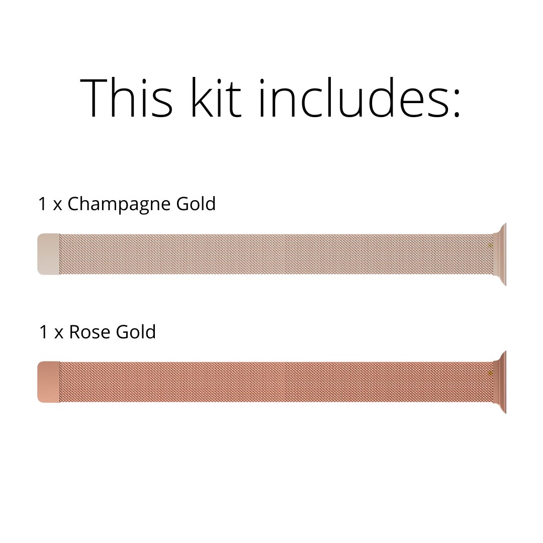 Apple Watch 41mm Series 9-Milanaise-Armband Kit, champagner gold & roségold