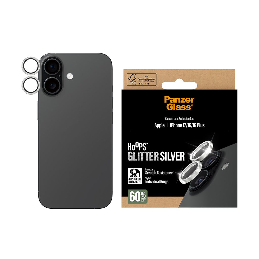 iPhone 16 Plus Hoops Camera Lens Protector Glitter Silver