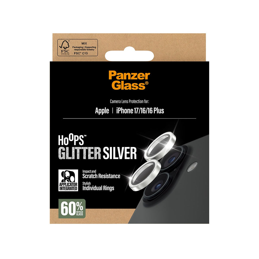 iPhone 16 Plus Hoops Camera Lens Protector Glitter Silver