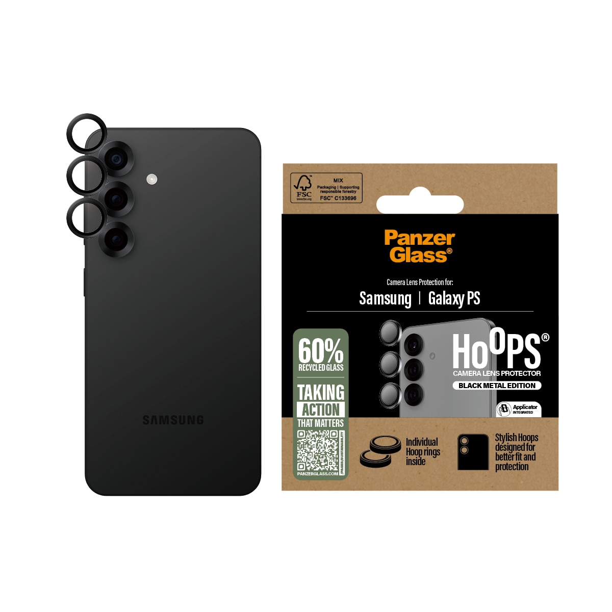 Samsung Galaxy S25 Edge Hoops Camera Lens Protector Schwarz