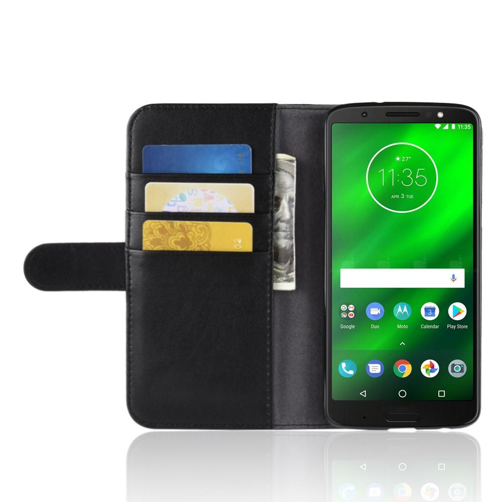 Motorola Moto G6 Plus Echtlederhülle, schwarz