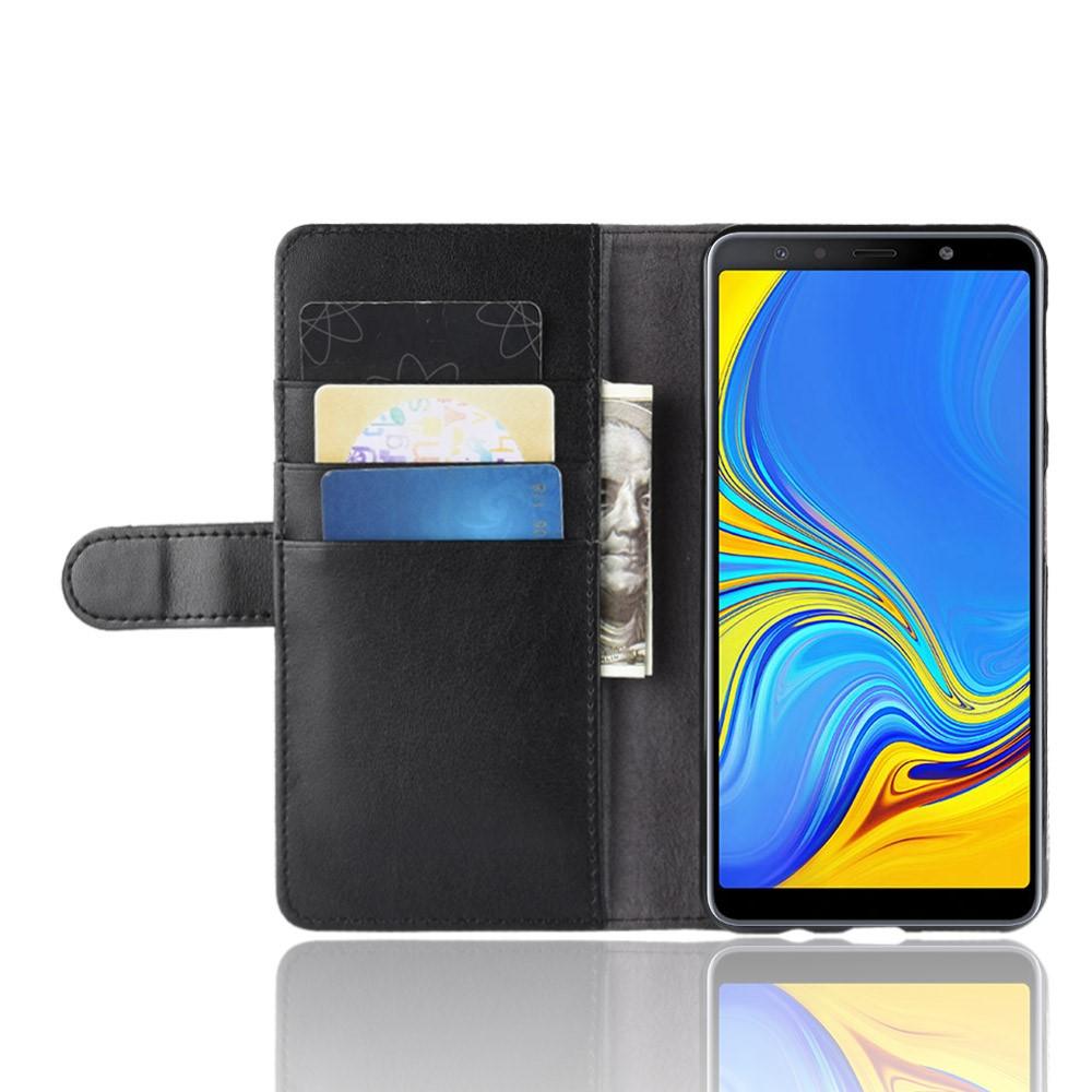 Samsung Galaxy A7 2018 Lederhülle aus Echtem Leder Schwarz