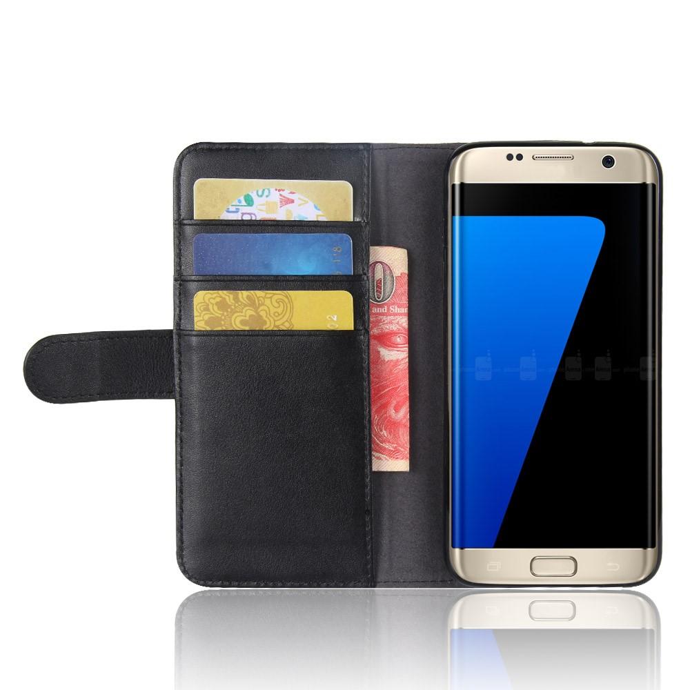 Samsung Galaxy S7 Edge Lederhülle aus Echtem Leder Schwarz