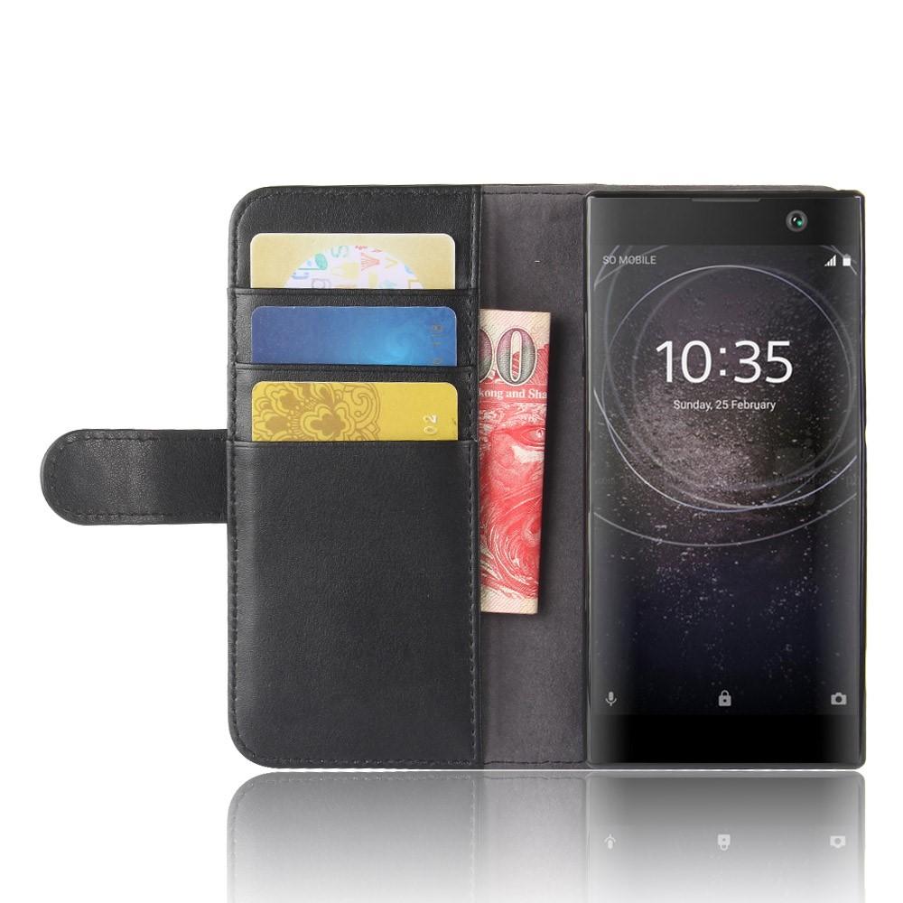Sony Xperia XA2 Lederhülle aus Echtem Leder, schwarz