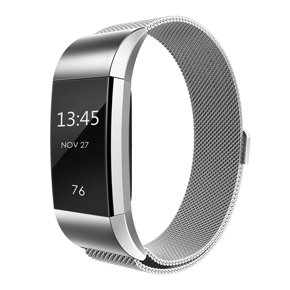 Fitbit Charge 2 Milanaise-Armband, silber