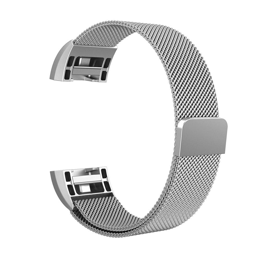 Fitbit Charge 2 Milanaise-Armband, silber