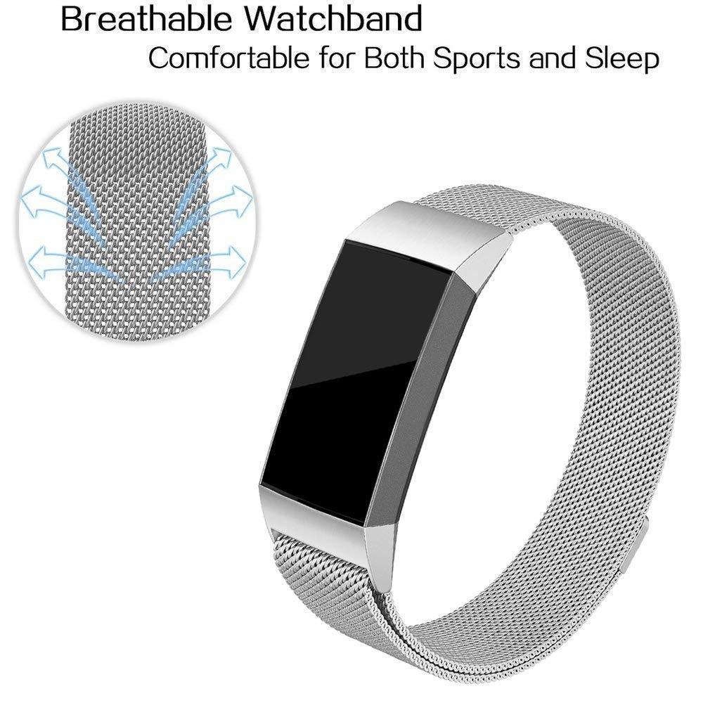 Fitbit Charge 3/4 Milanaise-Armband, silber