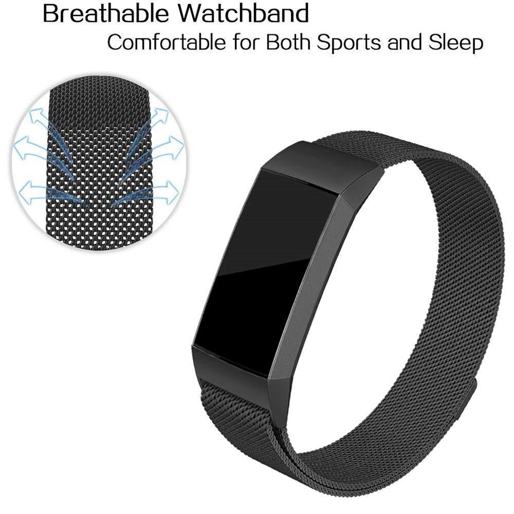 Fitbit Charge 3/4 Milanaise-Armband, schwarz