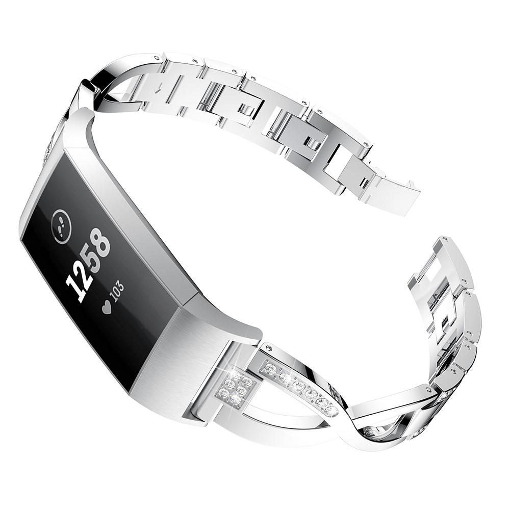 Fitbit Charge 3/4 Crystal Bracelet Silber