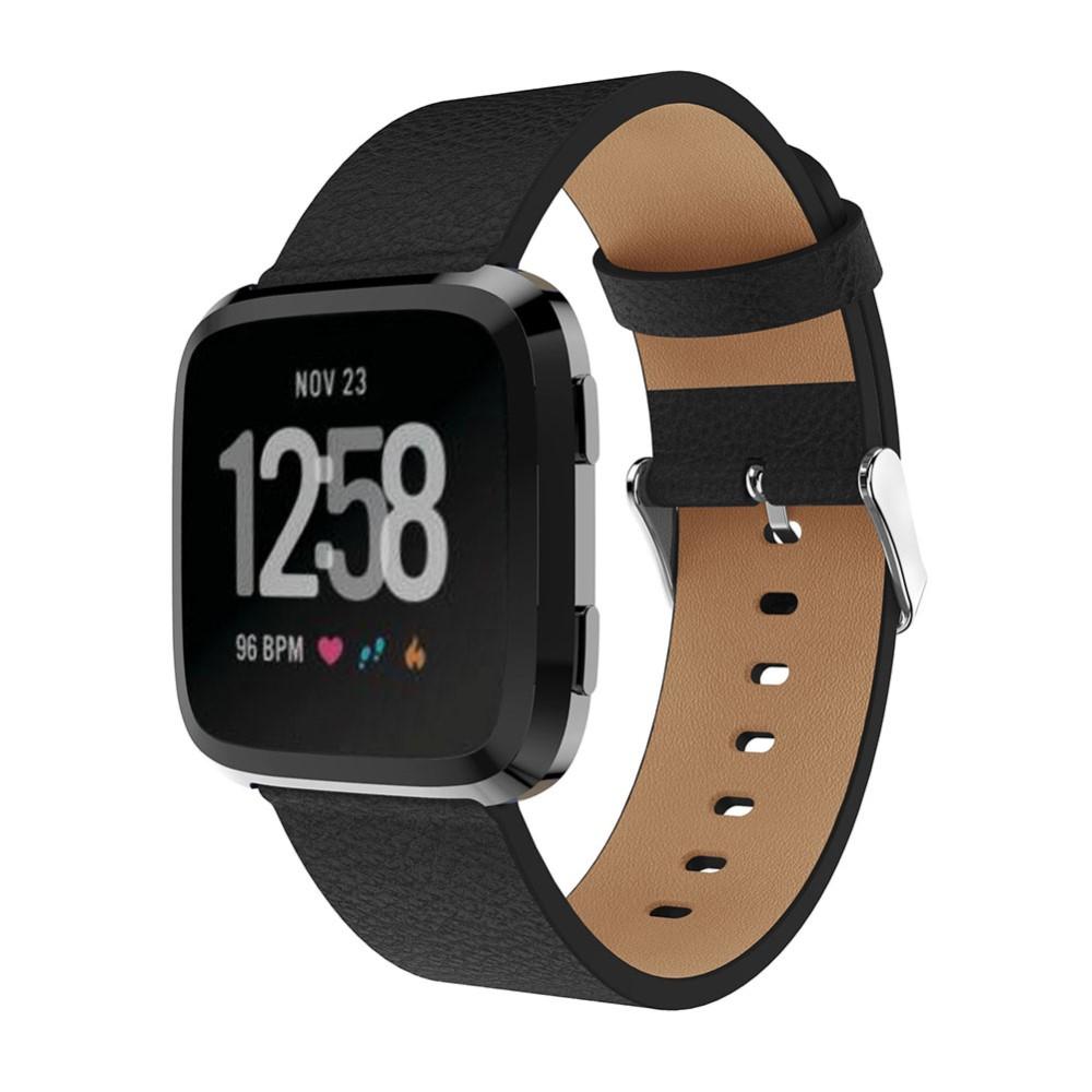 Fitbit Versa/Versa 2 Lederarmband Schwarz