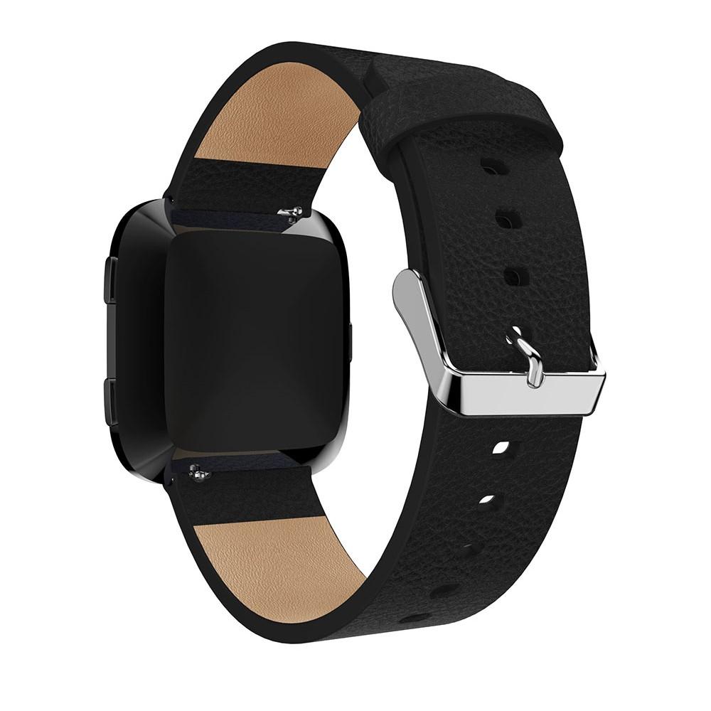 Fitbit Versa/Versa 2 Lederarmband Schwarz