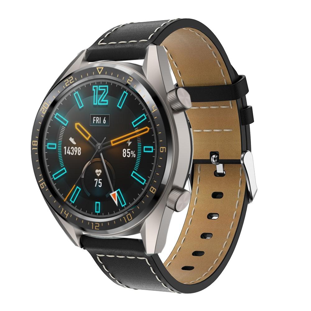 Huawei Watch GT/GT 2 46mm/GT 2e Lederarmband Schwarz