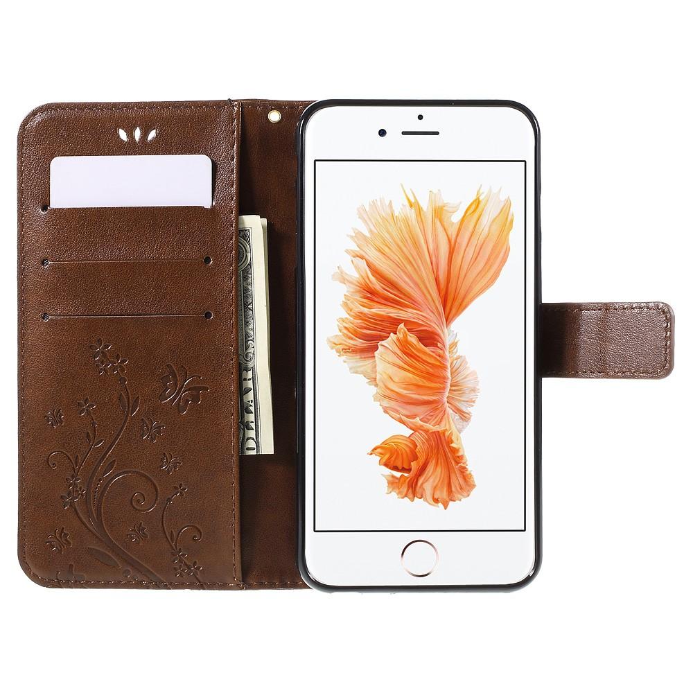 iPhone 6/6S Handyhülle mit Schmetterlingsmuster, braun