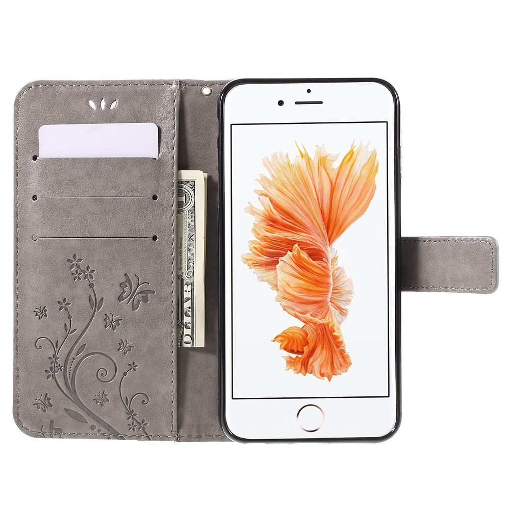 iPhone 6/6S Handytasche Schmetterling Grau