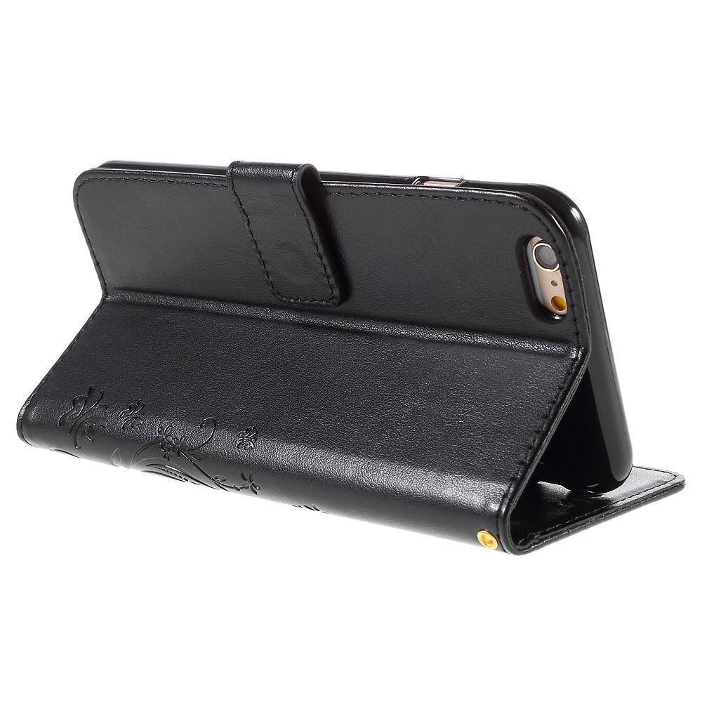 iPhone 6/6S Handyhülle mit Schmetterlingsmuster, Schwarz