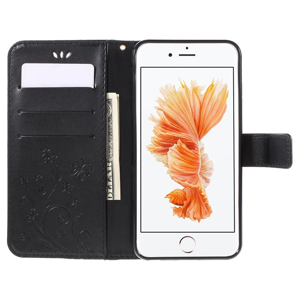 iPhone 6/6S Handyhülle mit Schmetterlingsmuster, schwarz