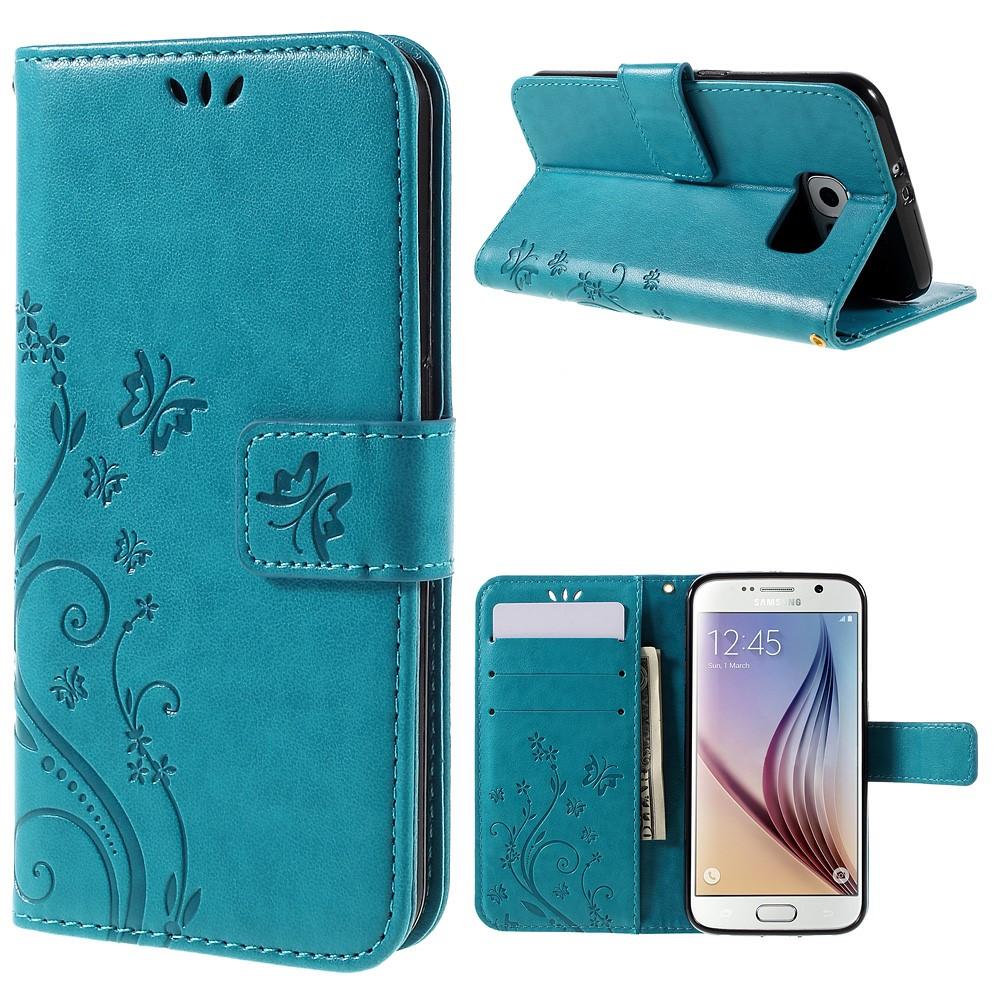 Samsung Galaxy S6 Handyhülle mit Schmetterlingsmuster, blau