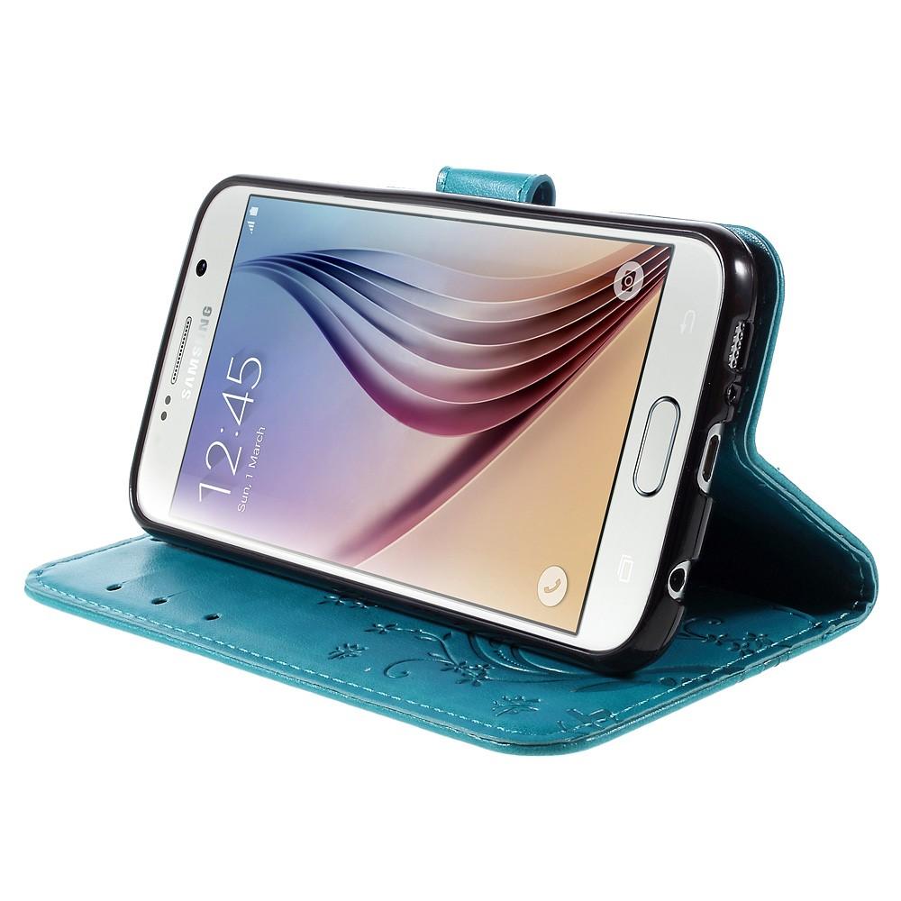 Samsung Galaxy S6 Handyhülle mit Schmetterlingsmuster, blau