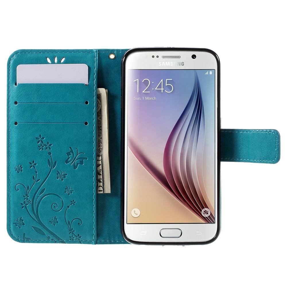 Samsung Galaxy S6 Handyhülle mit Schmetterlingsmuster, blau