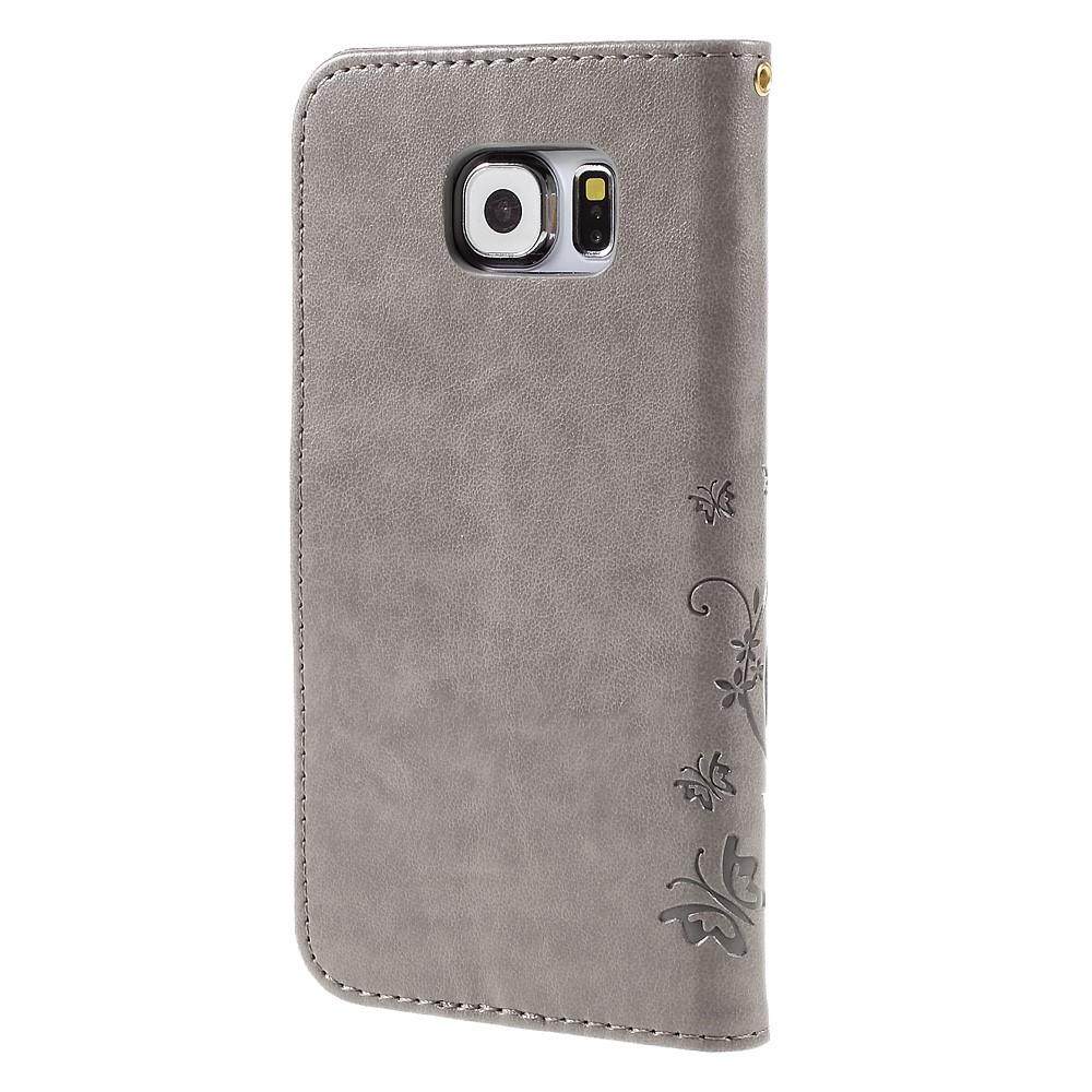 Samsung Galaxy S6 Handyhülle mit Schmetterlingsmuster, grau