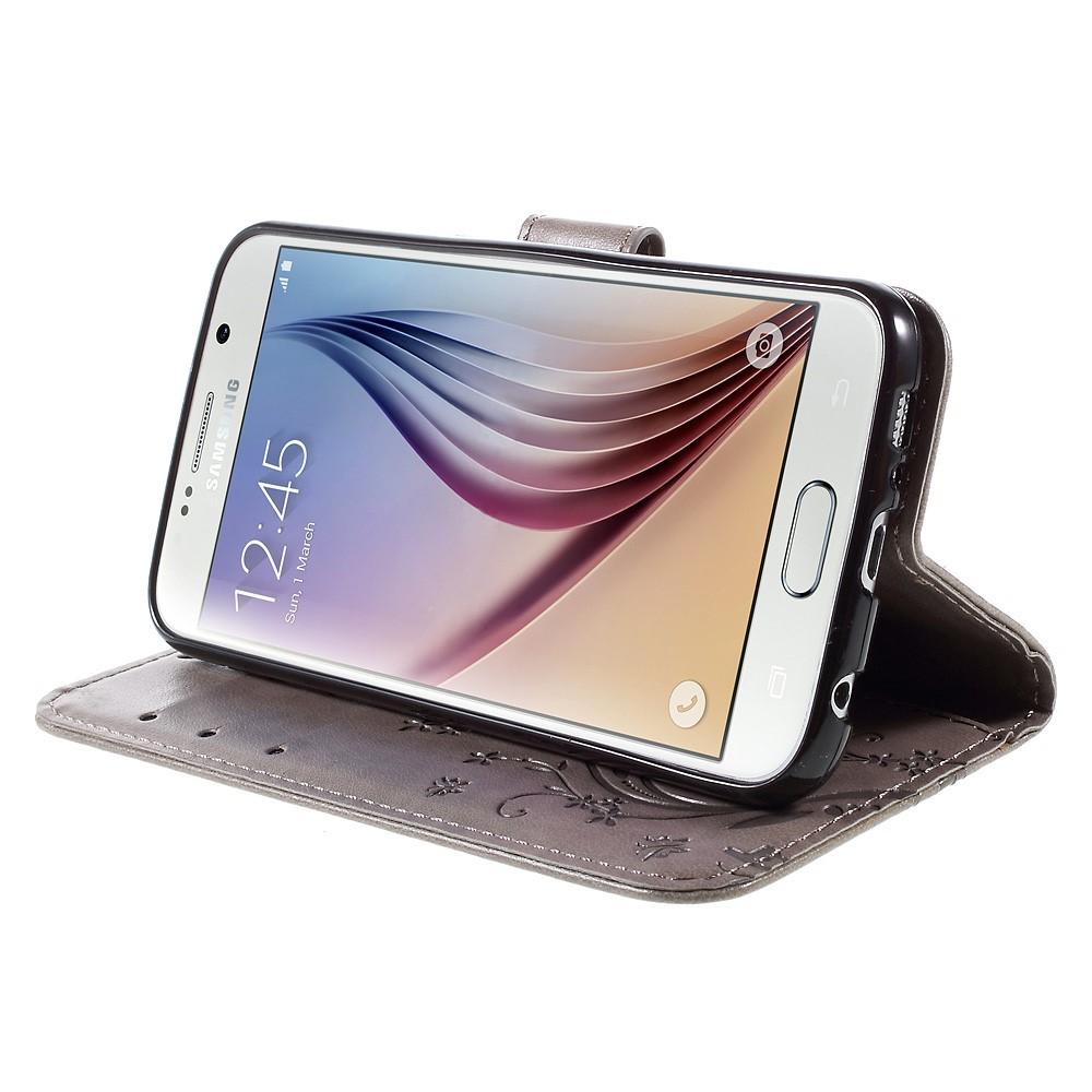 Samsung Galaxy S6 Handytasche Schmetterling Grau