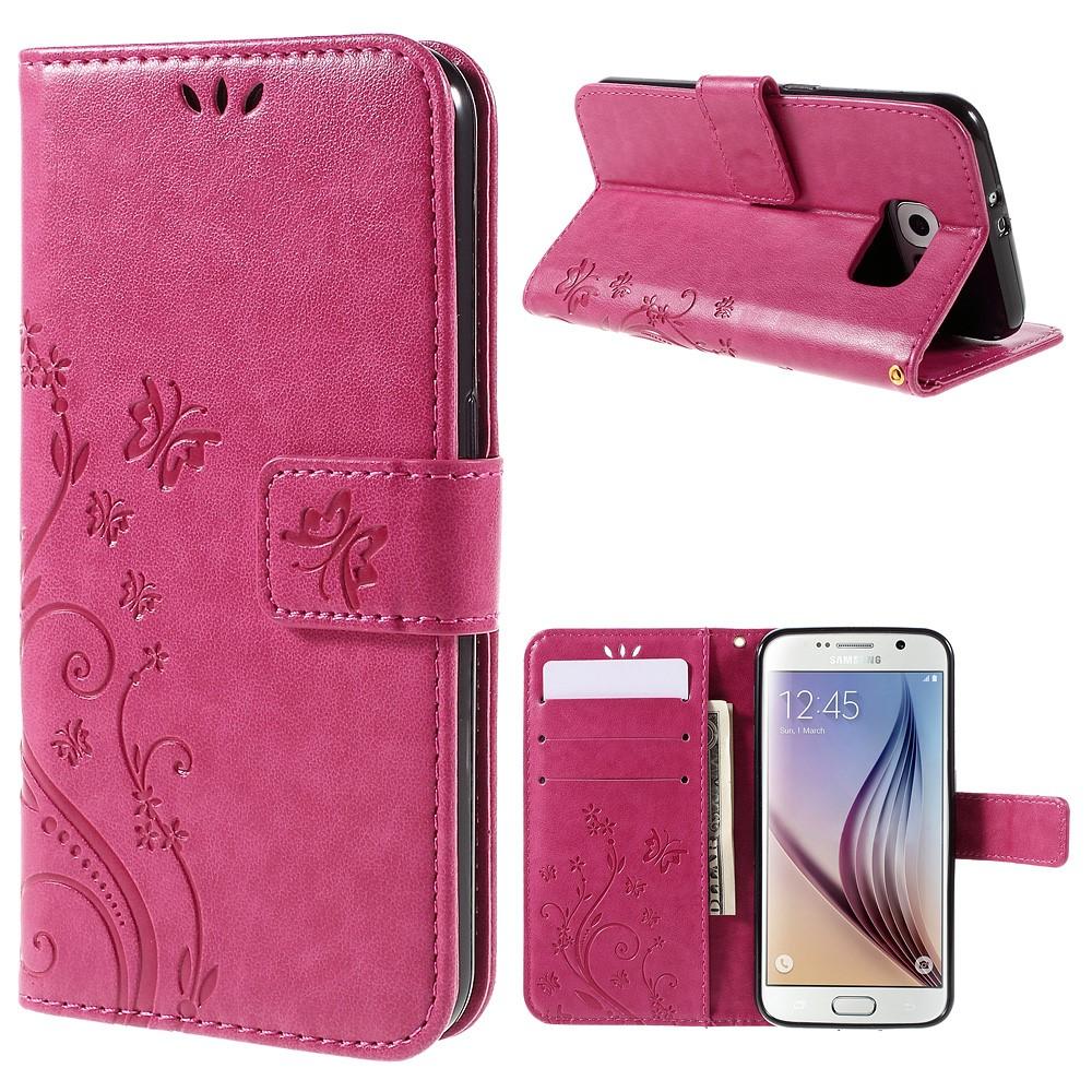 Samsung Galaxy S6 Handyhülle mit Schmetterlingsmuster, rosa