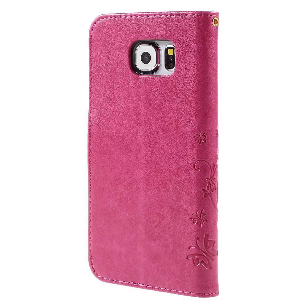 Samsung Galaxy S6 Handyhülle mit Schmetterlingsmuster, rosa