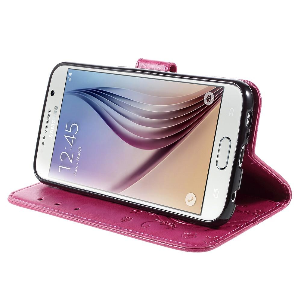 Samsung Galaxy S6 Handyhülle mit Schmetterlingsmuster, rosa