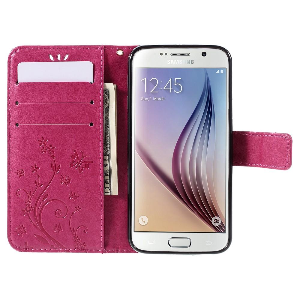 Samsung Galaxy S6 Handyhülle mit Schmetterlingsmuster, rosa