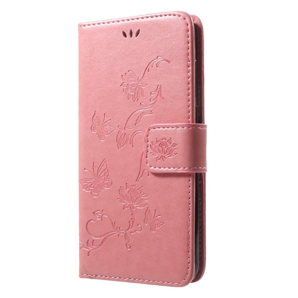 Huawei Honor 9 Handyhülle mit Schmetterlingsmuster, rosa