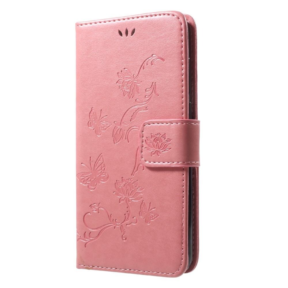 Huawei Honor 9 Handyhülle mit Schmetterlingsmuster, rosa