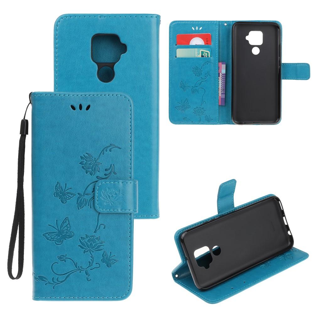 Huawei Mate 30 Lite Handyhülle mit Schmetterlingsmuster, blau