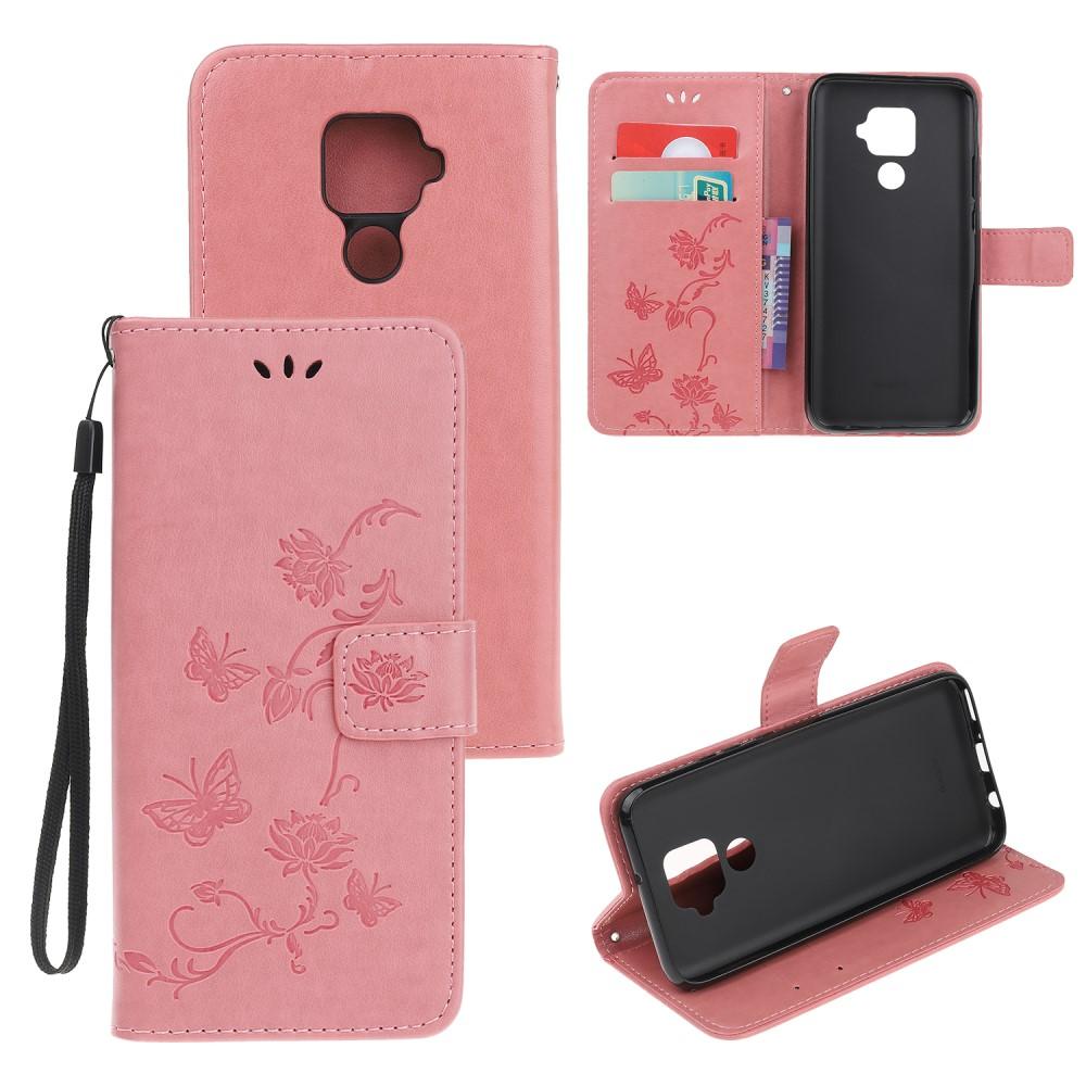 Huawei Mate 30 Lite Handyhülle mit Schmetterlingsmuster, rosa