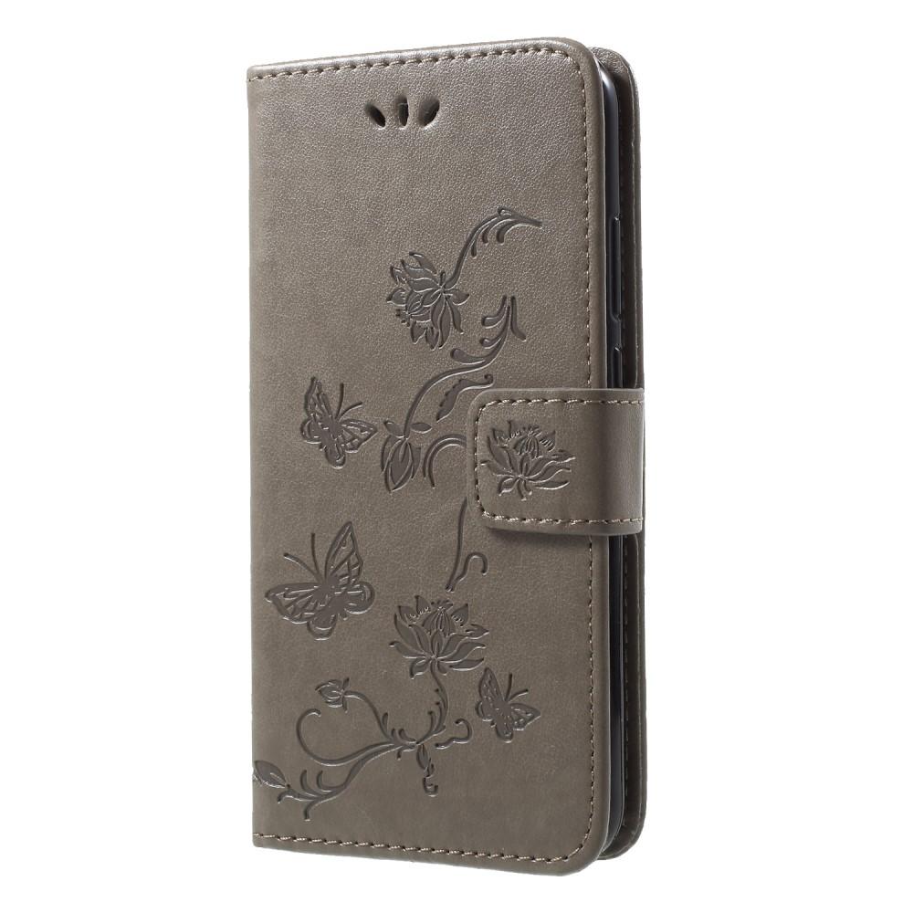Huawei P20 Lite Handyhülle mit Schmetterlingsmuster, grau