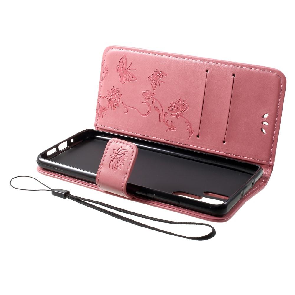 Huawei P30 Pro Handyhülle mit Schmetterlingsmuster, Rosa